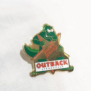 Outback Steakhouse Snappy Service Lapel Pin Metal 1" Alligator Crocodile